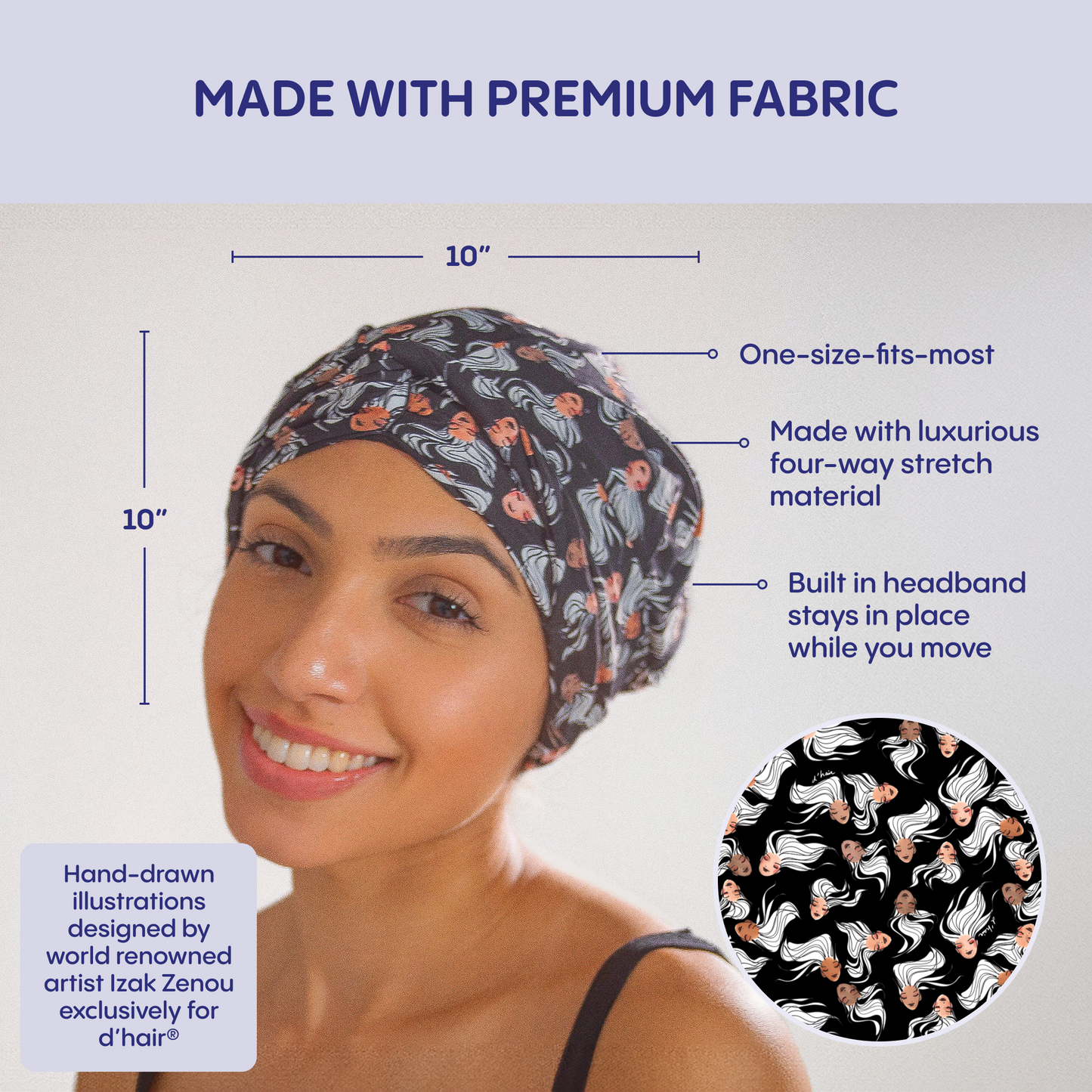 Women's Turban & Spa Headband - Mermaid in Black