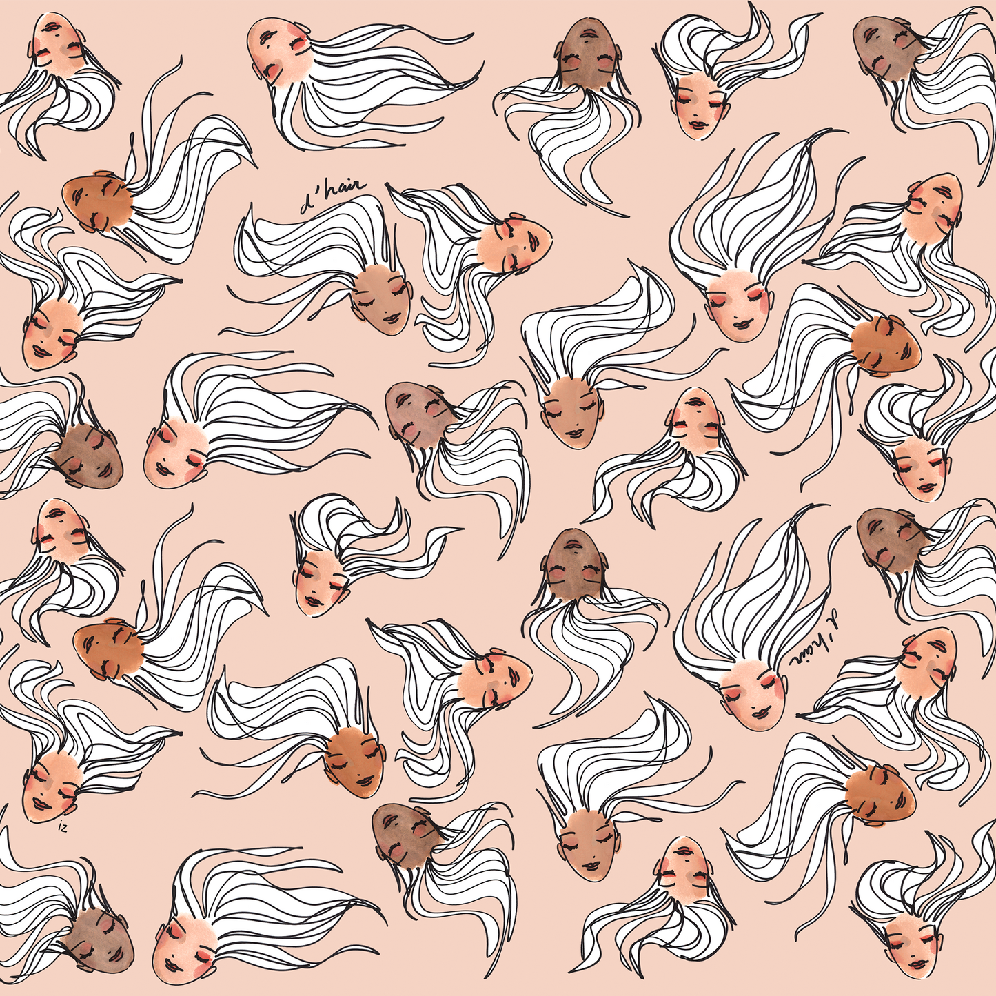 Mermaid-Nude-Swim-Turban-Pattern